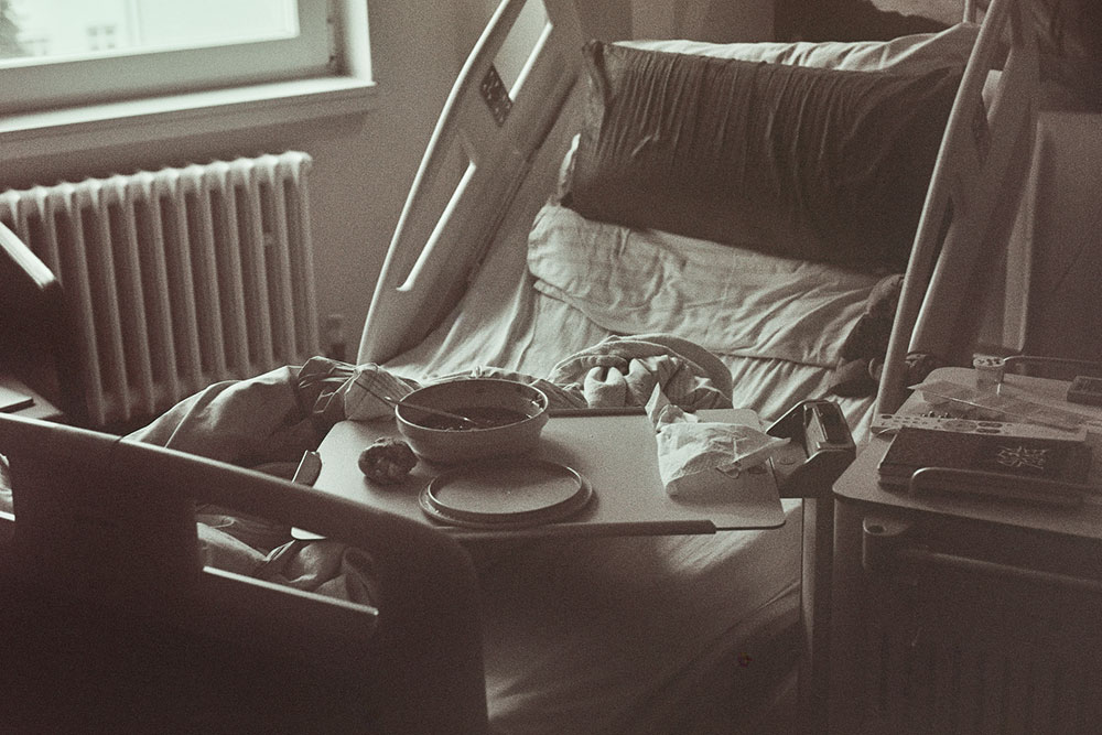 Photo of hospital bed upright