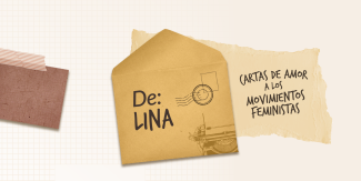 Sobre abierto que dice De: Lina. A la derecha las palabras: Cartas de Amor a los Movimientos Feministas