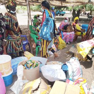 Photo of farmer women sitting and standing