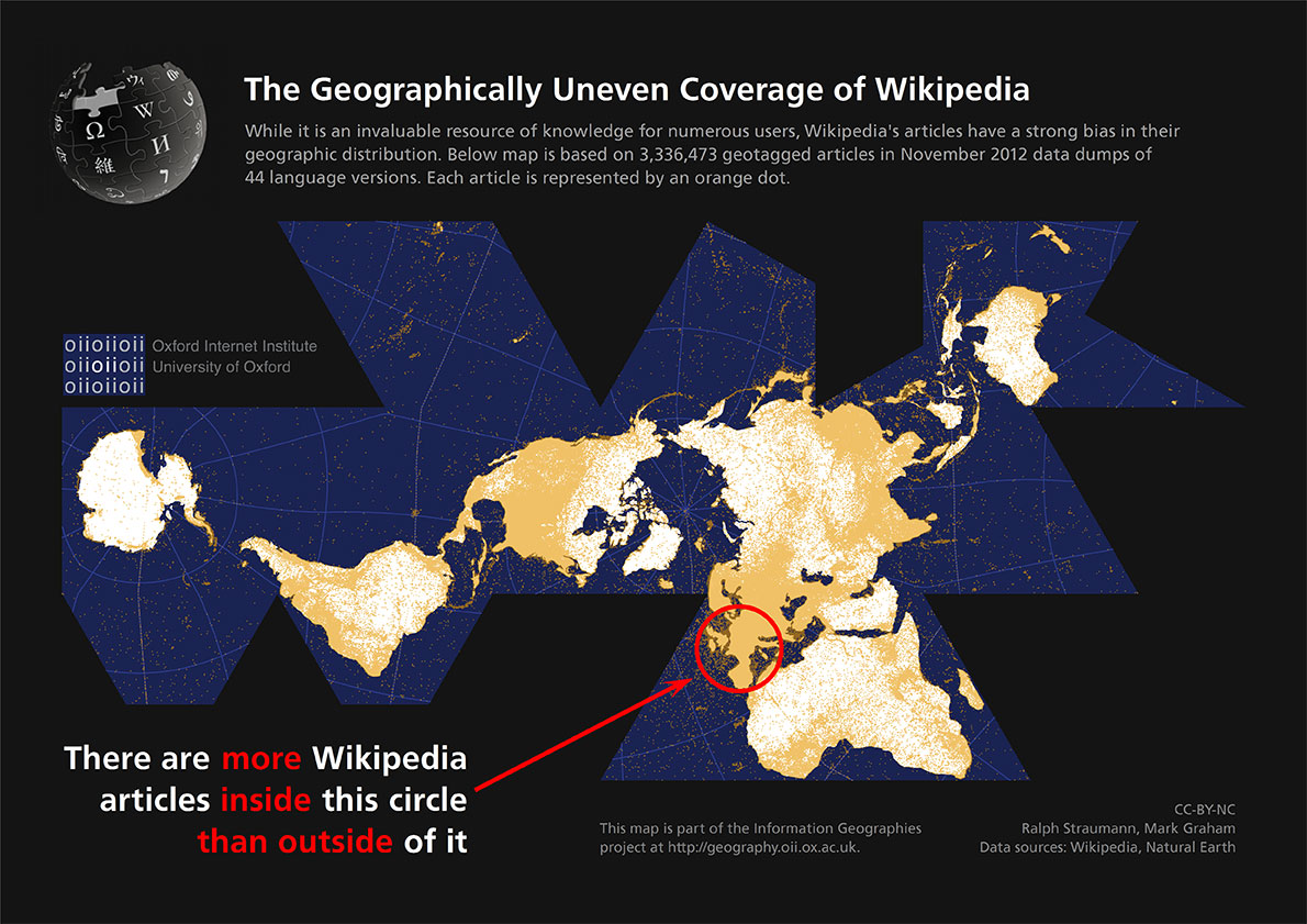 (The Geographically Uneven Coverage of Wikipedia, with permission from Mark Graham, Oxford Internet Institute) (The Geographically Uneven Coverage of Wikipedia, with permission from Mark Graham, Oxford Internet Institute)